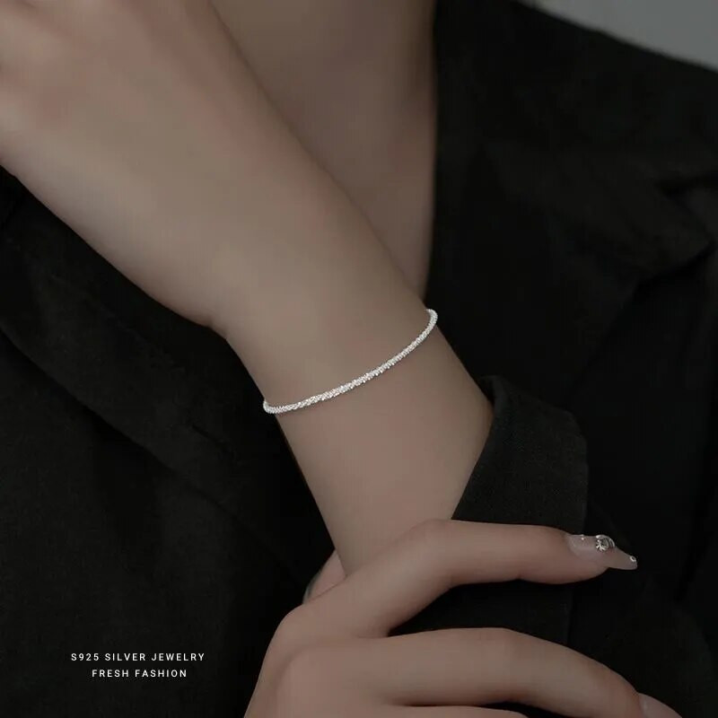Autentiska S925 sudraba kaklarota, 2 mm dzirkstošs atslēgas kauls, džempera ķēde, augstas pievilcības rotaslietas dāvana sievietēm