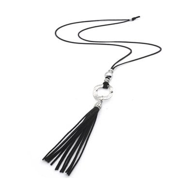 Naujas pakabukas karoliai moterims ilgos virvės žieminis megztinis Choker Boho Bohemian etninis kutas Netaisyklingos geležies papuošalų priedai