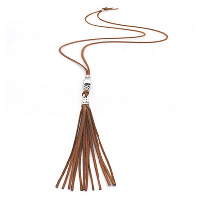 Naujas pakabukas karoliai moterims ilgos virvės žieminis megztinis Choker Boho Bohemian etninis kutas Netaisyklingos geležies papuošalų priedai