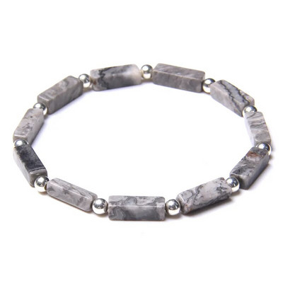 Mada Kvadratinis vamzdelis Akmens karoliukai Apyrankė Natūralus lapis lazuli karoliukais sidabro spalvos apvalus rutulinis žavesys apyrankė Papuošalai Moterys Vyrai