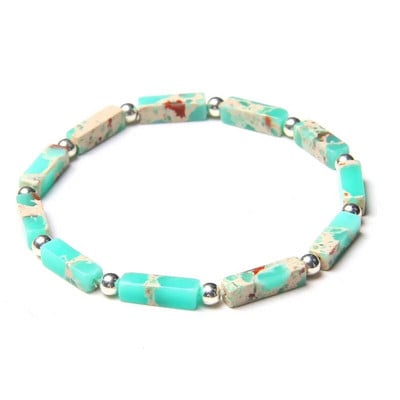 Mada Kvadratinis vamzdelis Akmens karoliukai Apyrankė Natūralus lapis lazuli karoliukais sidabro spalvos apvalus rutulinis žavesys apyrankė Papuošalai Moterys Vyrai