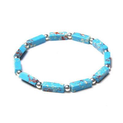 Mada Kvadratinis vamzdelis Akmens karoliukai Apyrankė Natūralus lapis lazuli karoliukais sidabro spalvos apvalus rutulinis žavesys apyrankė Papuošalai Moterys Vyrai