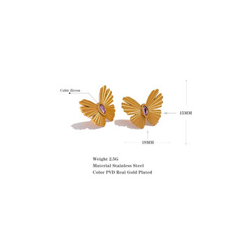 Yhpup Exquisite Butterfly Insect Zircon Metal Texture Χρυσά σκουλαρίκια από ανοξείδωτο ατσάλι Κομψό δώρο για πάρτι με κοσμήματα μόδας