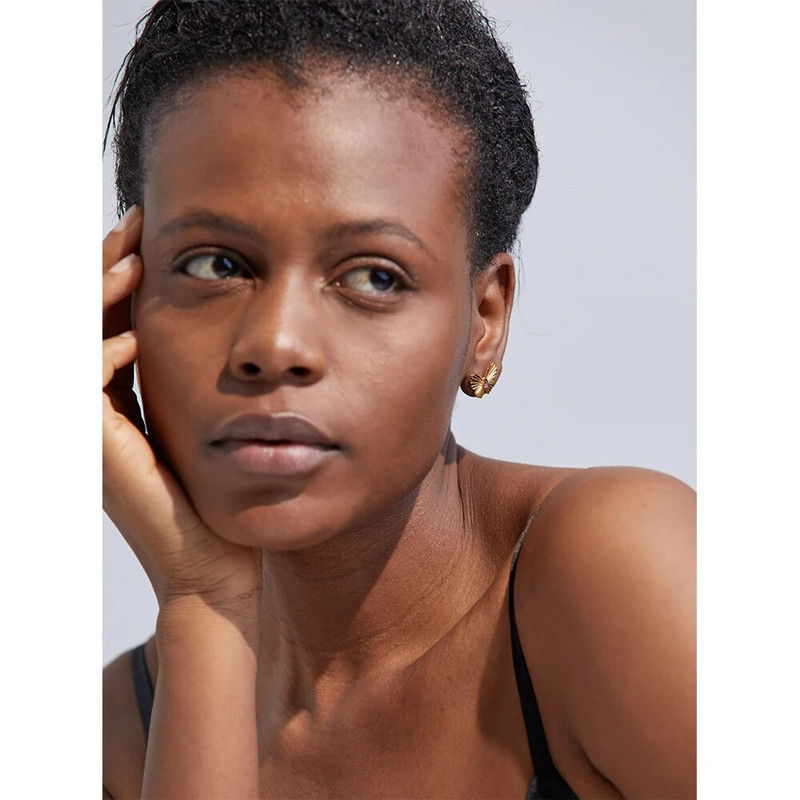 Yhpup izsmalcināts tauriņš kukaiņu cirkona metāla tekstūra zelta nerūsējošā tērauda auskari Eleganti modes rotaslietas ballītes dāvana