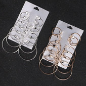 6 porų lankelių auskarų rinkinys Didelis apskritimas Auskarai Papuošalai moterims Merginoms Ausų segtukas Panko stiliaus Auskarai Madingi papuošalai Priedai