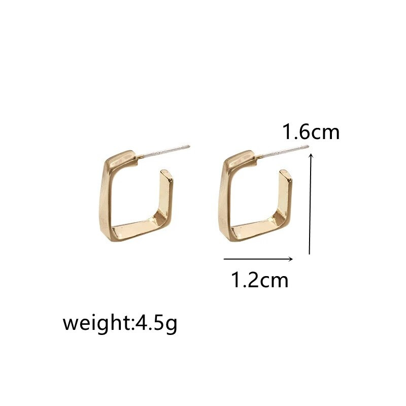 Dobi metāla kvadrātveida C veida kulonu auskari sievietēm pārspīlēti vienkāršā zelta krāsā ģeometriski auskari rotaslietas meitenei dāvana brincos