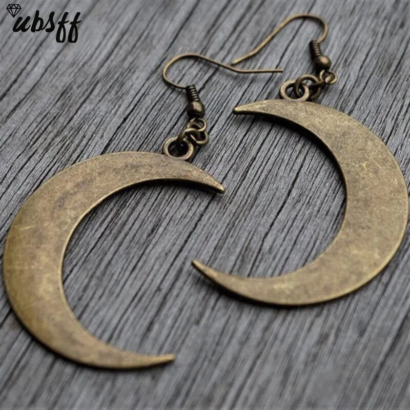 Pusmēness auskari Noslēpumainas gotiskas rotaslietas mēness ragana ķeltu pagāns viken mēness Dievs mēness fāze ragana dieviete modes sieviete dāvana