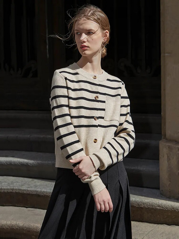 90. gadu apkakle, svītrains, apgriezts jaciņš, sieviešu džemperis, moderns, vienrindas Y2K preppy stila trikotāžas apģērbs, korejiešu apģērbs C-002