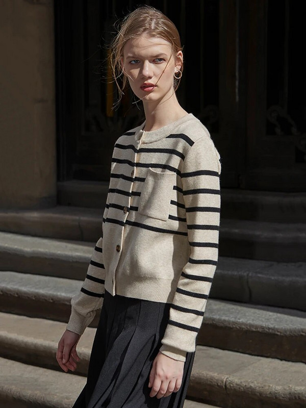 90. gadu apkakle, svītrains, apgriezts jaciņš, sieviešu džemperis, moderns, vienrindas Y2K preppy stila trikotāžas apģērbs, korejiešu apģērbs C-002