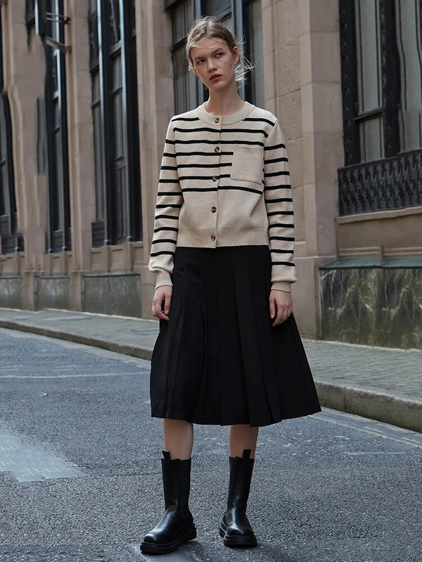 90. gadu apkakle, svītrains, apgriezts jaciņš, sieviešu džemperis, moderns, vienrindas Y2K preppy stila trikotāžas apģērbs, korejiešu apģērbs C-002