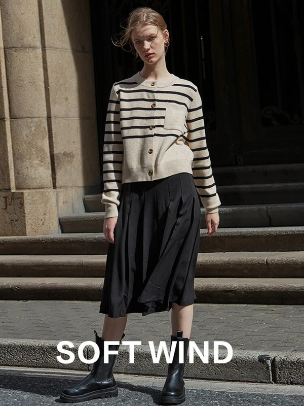 90. gadu apkakle, svītrains, apgriezts jaciņš, sieviešu džemperis, moderns, vienrindas Y2K preppy stila trikotāžas apģērbs, korejiešu apģērbs C-002