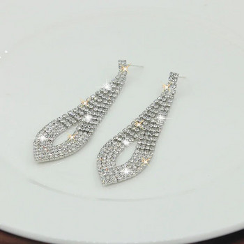 Σκουλαρίκια με μακριές φούντες από κρύσταλλο πολυτελείας γεωμετρικά κρέμονται μεγάλα σκουλαρίκια γυναικεία γυναικεία νυφικά σκουλαρίκια γάμου χονδρική