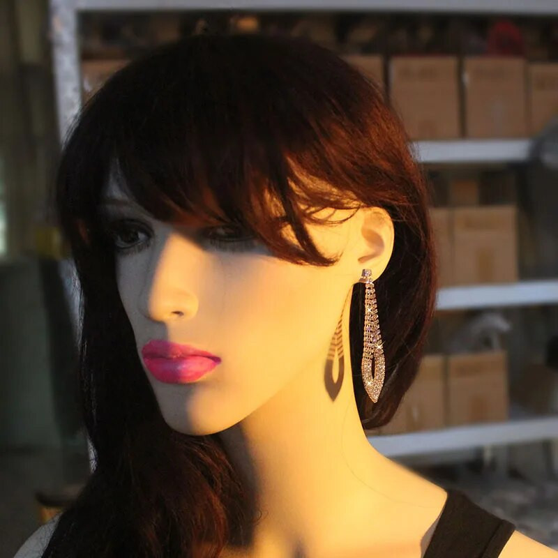 Luksusa kristāla kalnu kristāla garie pušķu auskari ģeometriski karājas lieli auskari dāmām dāmu kāzu līgavu auskari vairumtirdzniecība