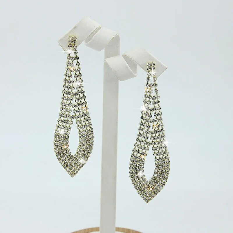 Luksusa kristāla kalnu kristāla garie pušķu auskari ģeometriski karājas lieli auskari dāmām dāmu kāzu līgavu auskari vairumtirdzniecība