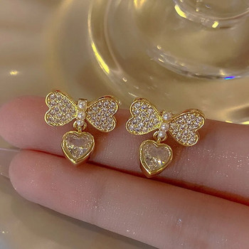 Νέα μόδα γλυκά σκουλαρίκια με οπάλιο φιόγκο για γυναίκες κορίτσια Μπαρόκ προσομοίωση μαργαριταριού νεφρίτη από Hetian σκουλαρίκια Κοσμήματα γάμου