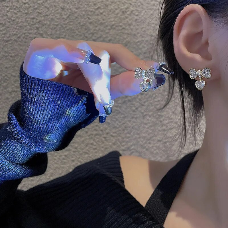 Naujos mados Sweet Bow Opal Stud Stud Auskarai Moterims Merginoms Baroko imitacija Perlų Nefritas Hetiano auskarai Vestuvių vakarėlio papuošalai