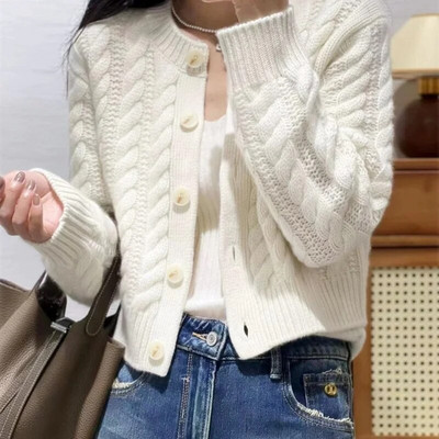 Új divatos pulóver kabát női őszi, hosszú ujjú, egyszínű, egysoros, bő kötött kardigán női alkalmi rövid felsők