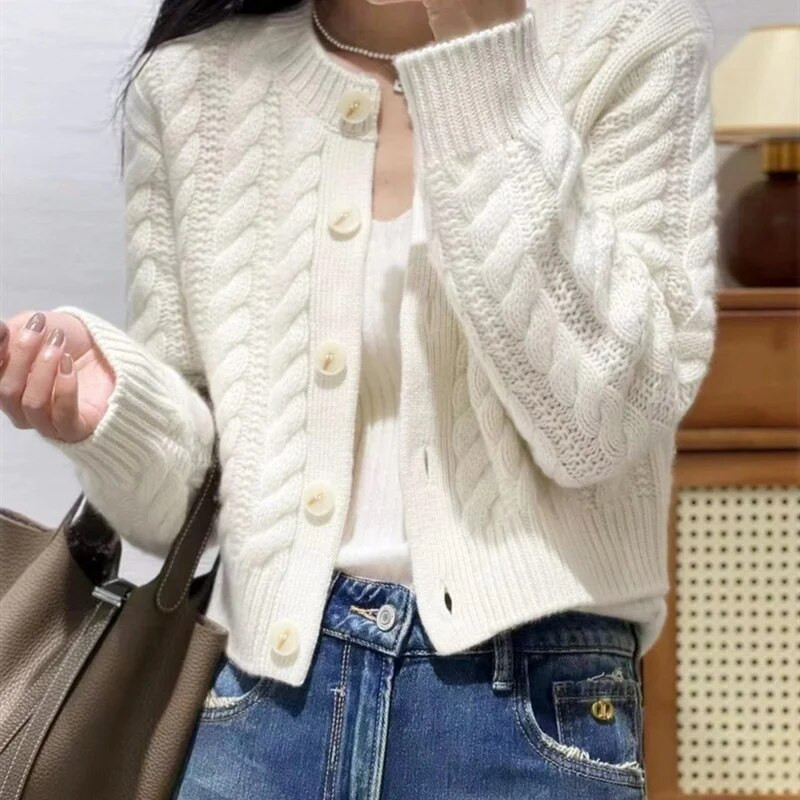 Új divatos pulóver kabát női őszi, hosszú ujjú, egyszínű, egysoros, bő kötött kardigán női alkalmi rövid felsők