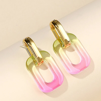 серьги Caurspīdīga ģeometriskā gradienta krāsa divkrāsu akrila auskari sievietēm Vasaras pludmales izbrauciens Y2K kāzu rotaslietas