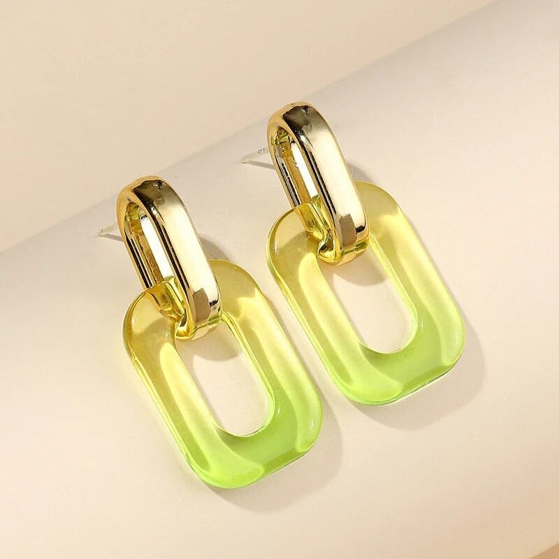 серьги Caurspīdīga ģeometriskā gradienta krāsa divkrāsu akrila auskari sievietēm Vasaras pludmales izbrauciens Y2K kāzu rotaslietas