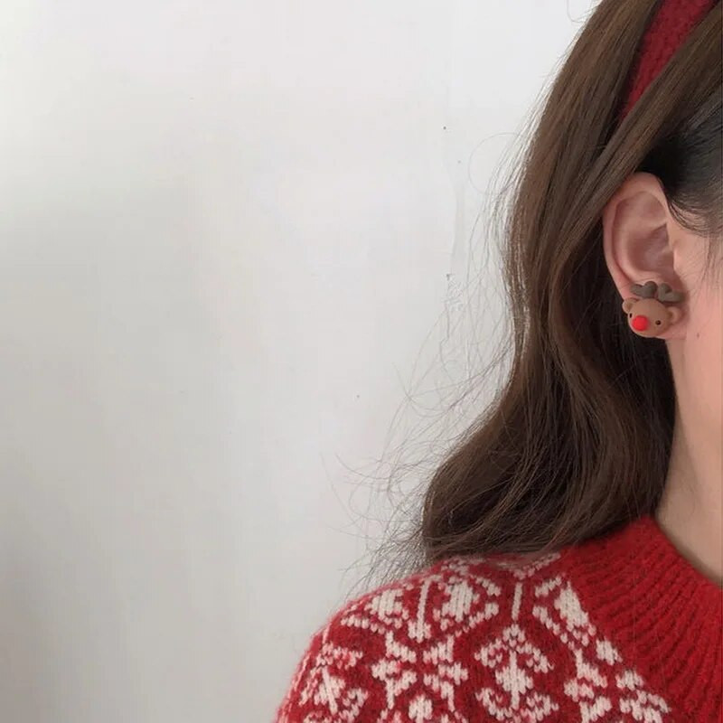 2023 karácsonyi aranyos karikatúra fülbevaló Mikulás karácsony fa jávorszarvas hóember harangok hópehely fülcsavarok női karácsonyi ékszerek ajándékok