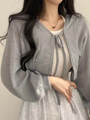 Plonas Apsauginis nuo saulės Apsauginis kardiganas Moteriškas Korėjietiško stiliaus Suvarstomas trikotažas Moteriški vasariniai laisvalaikio žibintuvėlis rankovėmis trumpas nuo saulės apsaugotas viršus