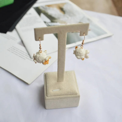 Jaunums Smieklīgi popkornā ceptas vistas pārtikas pilināmie auskari sievietēm meitenei DIY roku darbs, radoši unikāli, iekarināmi auskari rotaslietas