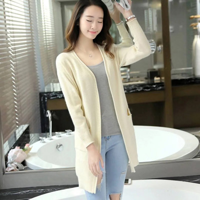 Rudens un ziemas modes silts sieviešu ikdienas trikotāžas džemperis Jaciņš ar garām piedurknēm džemperis Ārdrēbes mīksts, plāns džemperis