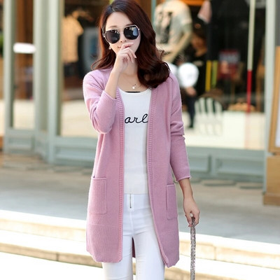 Rudens un ziemas modes silts sieviešu ikdienas trikotāžas džemperis Jaciņš ar garām piedurknēm džemperis Ārdrēbes mīksts, plāns džemperis