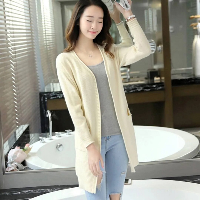 Rudens un ziemas modes silts sieviešu ikdienas trikotāžas džemperis Jaciņš ar garām piedurknēm džemperis Ārdrēbes mīksts, plāns džemperis