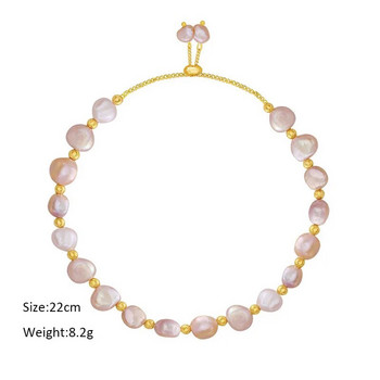Kpop Irregular Imitation Pearl Bracelet για Γυναικεία Κορεατικά μενταγιόν από φυσική πέτρα με ρυθμιζόμενη μανσέτα βραχιόλια επετειακό κόσμημα