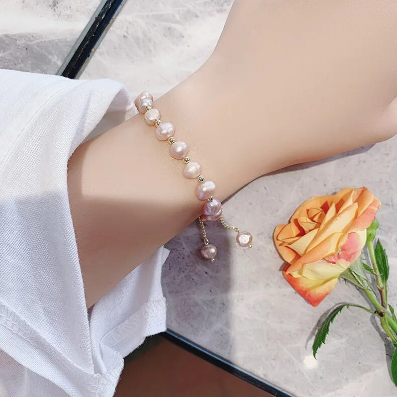 Kpop Irregular Imitation Pearl Bracelet για Γυναικεία Κορεατικά μενταγιόν από φυσική πέτρα με ρυθμιζόμενη μανσέτα βραχιόλια επετειακό κόσμημα