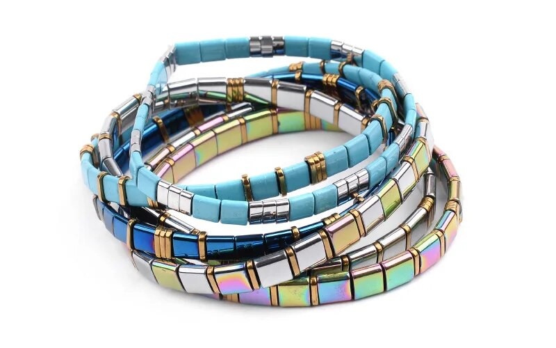 Tila Krelles Rokassprādzes Sievietēm Mode Boho Stretch Distance Stikla krelles Miyuki Rokassprādzes Rokassprādzes Sieviešu šarmam Rotaslietas