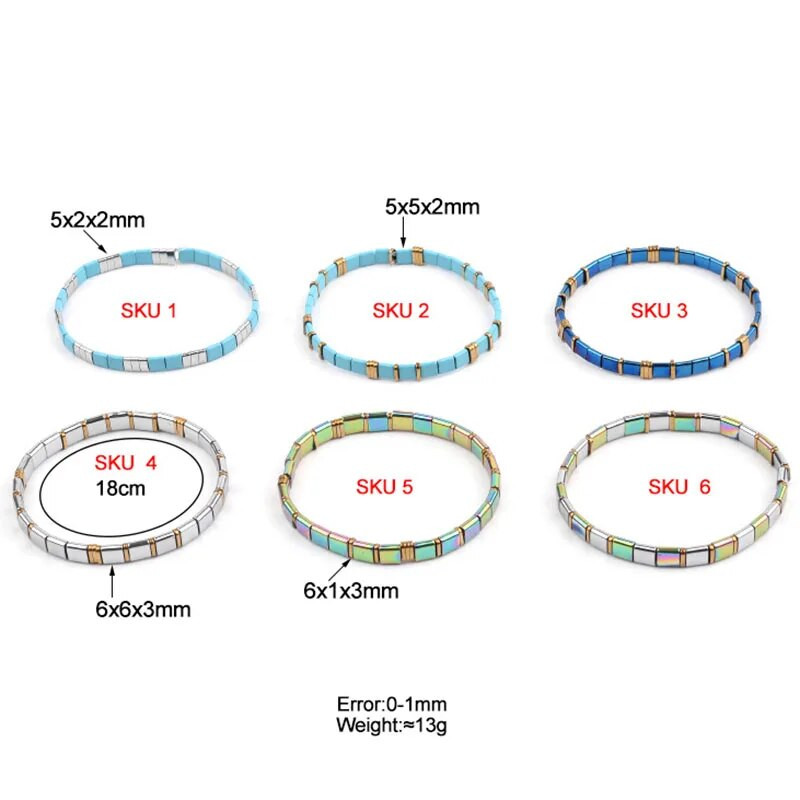 Tila Krelles Rokassprādzes Sievietēm Mode Boho Stretch Distance Stikla krelles Miyuki Rokassprādzes Rokassprādzes Sieviešu šarmam Rotaslietas