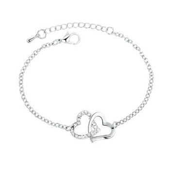 Βραχιόλι γούρι διπλής καρδιάς 1 τμχ για γυναίκες Pulsera κοσμήματα Αλυσίδα από ανοξείδωτο ατσάλι Armbanden Bijoux Femme Bridesmaid Δώρο