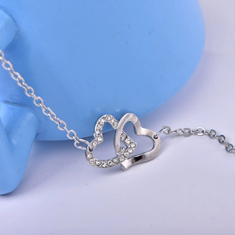 1Pc Dubultā sirds šarmu rokassprādze sievietēm Pulsera Jewelry nerūsējošā tērauda ķēde Armbanden Bijoux Femme līgavas māsa dāvana