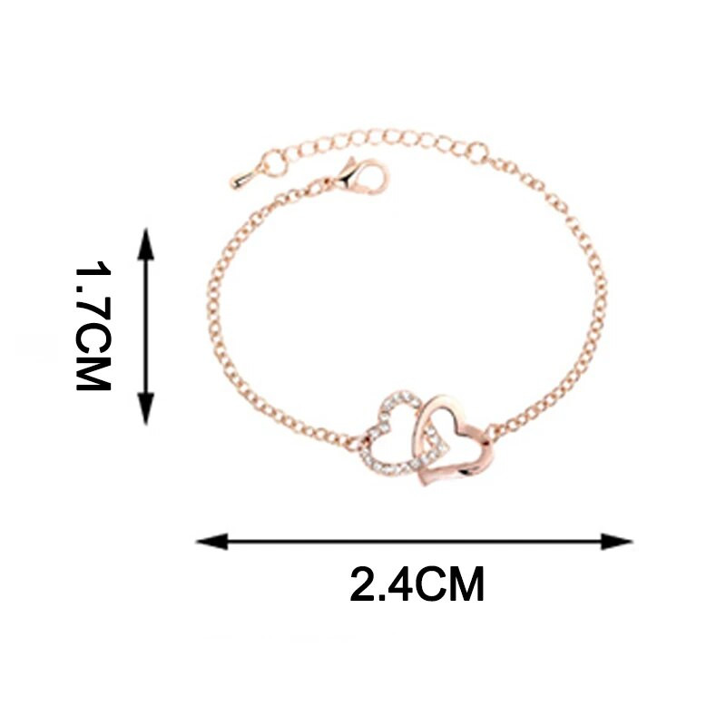 1Pc Dubultā sirds šarmu rokassprādze sievietēm Pulsera Jewelry nerūsējošā tērauda ķēde Armbanden Bijoux Femme līgavas māsa dāvana