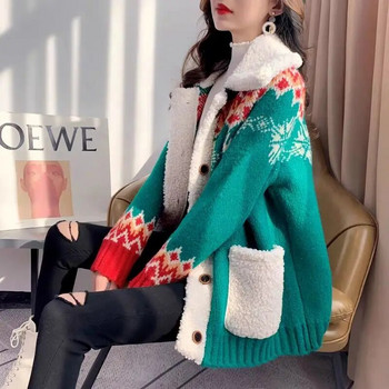 Φθινοπωρινό και χειμώνα νέο πουλόβερ Ζακέτα γυναικεία τσέπη με κουμπιά παχύρρευστη νέα κορεατική χαλαρή γυναικεία παλτό με άνεμο στο δρόμο