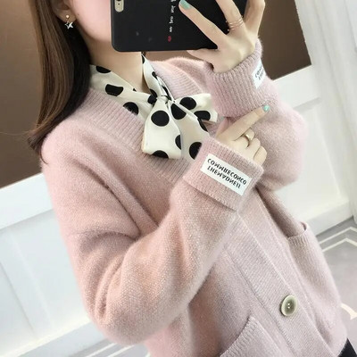 Rudens žiemos megztinis Moteriškas paltas Rudens žiema Nauja korėjietiška mada laisvalaikiui Laisvas vidutinis ir ilgas megztas moteriškas megztinis