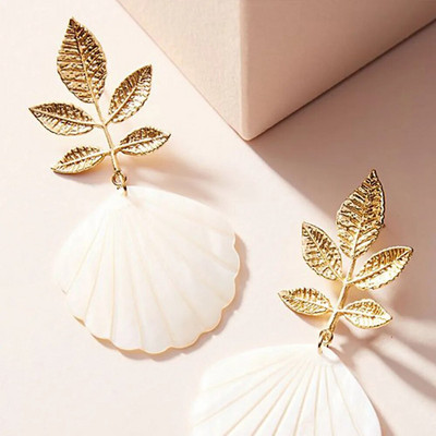 VG 6YM zelta krāsas lapu piekariņi Auskari Sieviešu Luksusa Vintage Personības Dangle Auskari Radoši Eleganti Aksesuāri Dāvana