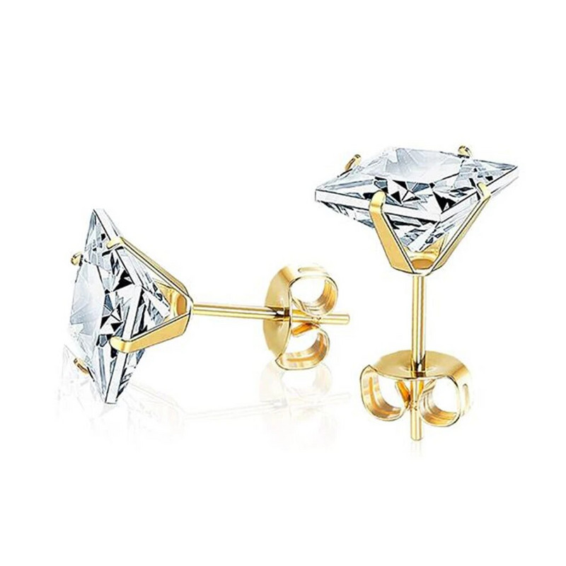 1 pár 3mm-8mm rozsdamentes acél kristály fülbevaló női fényes négyzet alakú fülbevaló cirkon fülcsavar esküvői ékszer