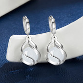 Korejiešu modes opāls, apaļš, ahāts dobi gari pušķu auskari sievietēm sudraba krāsā Jaunas sieviešu modes rotaslietas Pendientes Mujer