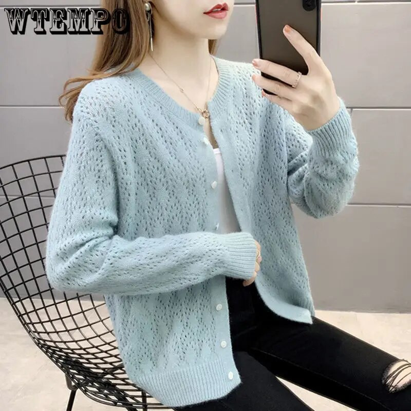 Kevad-sügis kampsun Kardigan Kootud päikesekaitse Sall Õhuke mantel Pikkade varrukatega kampsun Kampsunid Tüdrukule Summer Drop Shipping