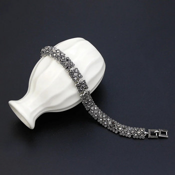 Любим подарък на дамите Neovisson Винтидж турска гривна Сребърен цвят Crystal Bohemia Link Гривна Charm Evil Eye Jewelry