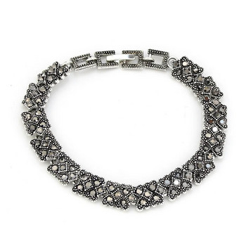 Любим подарък на дамите Neovisson Винтидж турска гривна Сребърен цвят Crystal Bohemia Link Гривна Charm Evil Eye Jewelry