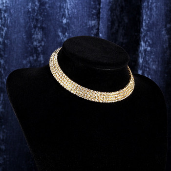 Κολιέ κολιέ τσόκερ σε λαμπερό ασημί χρώμα Κρυστάλλινο κολάρο Νυφικό γυναικείο πάρτι κοσμήματα τσόκερ με στρας Diamante