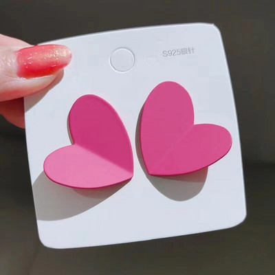 Saldie bordo emaljas sirds auskari sievietēm zelta krāsā metāla mīlestības persiku karājas karājas ausīs vintage rotaslietas meitene Brincos