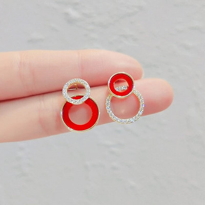 Saldie bordo emaljas sirds auskari sievietēm zelta krāsā metāla mīlestības persiku karājas karājas ausīs vintage rotaslietas meitene Brincos