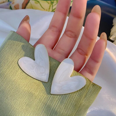 Saldie bordo emaljas sirds auskari sievietēm zelta krāsā metāla mīlestības persiku karājas karājas ausīs vintage rotaslietas meitene Brincos