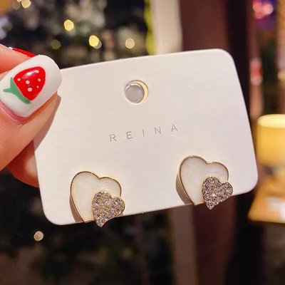 Saldie bordo emaljas sirds auskari sievietēm zelta krāsā metāla mīlestības persiku karājas karājas ausīs vintage rotaslietas meitene Brincos